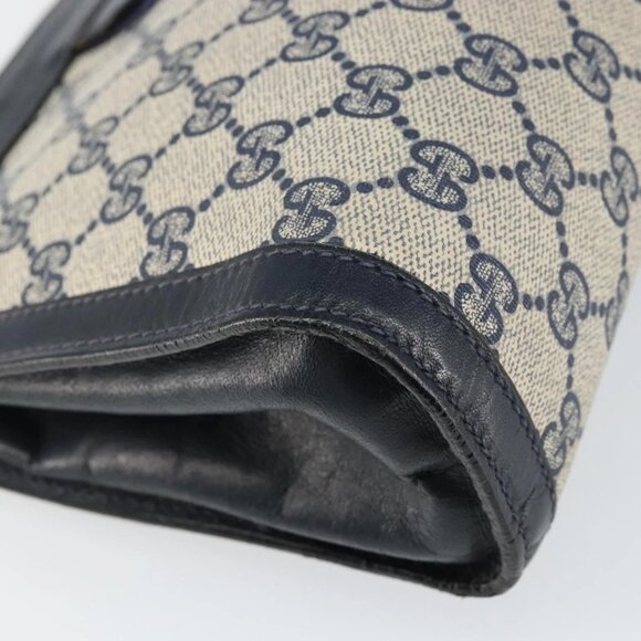 GUCCI GG Supreme Sherry Line Clutch Bag PVC Navy Red Auth 144387 - Picture 13 of 16